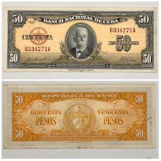 Cuba - P081b 50 pesos 1958 MBC com risco